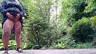 sweet stepmom helps stepson pee outdoors. we share a strange moment together.