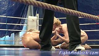 Oiled Lesbian Babes Wrestle Sensually