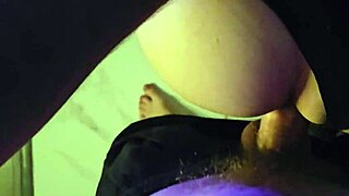 Skinny brunette amateur moans loudly in kitchen while getting tight pussy fucked