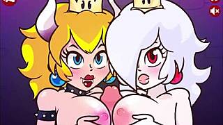 Bowsette and Boosette crave hard cocks in wild cartoon action! Insane!