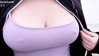 rocío on morning walk provoking with big tits