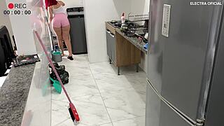 Security camera catches maid teasing boss with her tasty ass