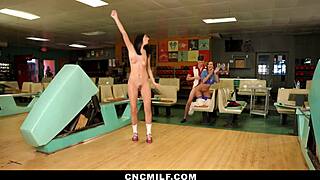 I used my girlfriend and stepmom for wild group action at bowling.