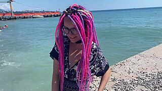 Filming a Crazy Outdoor Vacation with Brunette Teen Spanking and Moaning to Cum