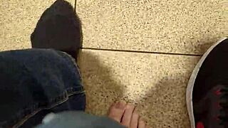 getting naked and jerking off in public toilet