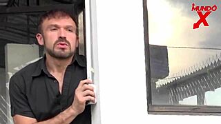 The neighbor spied on the latina in lingerie and entered to fuck her hard.