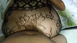 Husband Dominates Wife's Big Pussy in Bodystocking Used by Her Lover