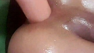 Tight Shemale Plays with Huge Dildo