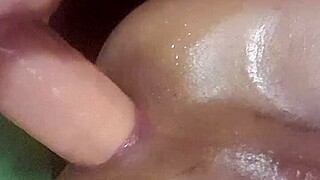 Tight Shemale Plays with Huge Dildo