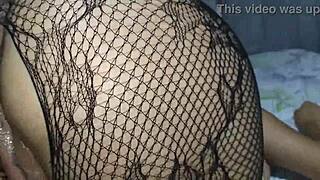 Husband Dominates Wife's Big Pussy in Bodystocking Used by Her Lover