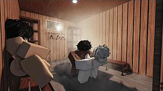 Watch this femboy threesome assfucking in the sauna!