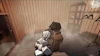 Watch this femboy threesome assfucking in the sauna!