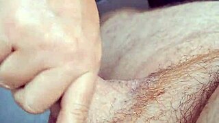 Young Stepdaughter Sneaks a Handjob to Stepdad When Home is Empty.