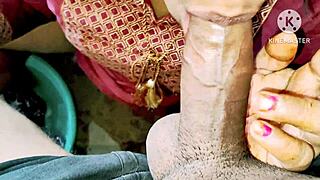 Indian Desi Bhabhi sneaks rough bathroom action with neighbor boys