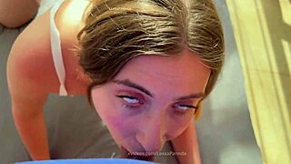 Shy Girl Gives POV Blowjob in Homemade Video, Ends with Facial