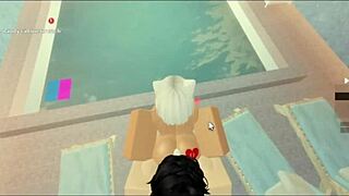 hey, pool sex with that subscriber bent over doggystyle, her ass and tits bouncing