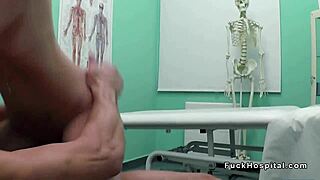 Doctor spanks and fucks busty blonde patient secretly.
