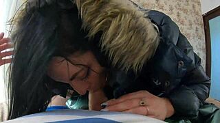 MilfyCalla Deep Blowjob in Fur Hooded Puffer Jacket Roleplay