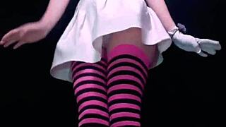 Bonneyuwu drinks from a bottle in a skirt