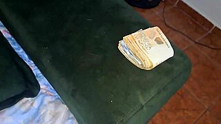 I caught the maid without a shirt and offered money for her ass.