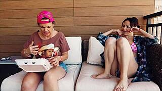 Redneck step-family lesbian taboo with big clit licking outdoors