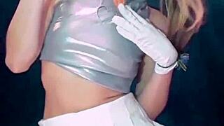 Bonneyuwu drinks from a bottle in a skirt