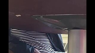 Caught Filming Wife's Wet Pussy Under Skirt in USA Action!