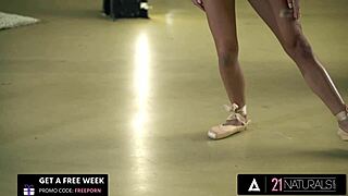 Hey, watch hot ballerina Eveline Dellai work her feet to make that rod explode - 21 Naturals