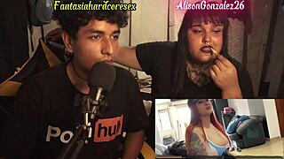 Reacting to top Argentine porn videos, busty chubby Alison Gonzalez ends up sucking my dick in fantasy hardcore