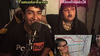 Reacting to top Argentine porn videos, busty chubby Alison Gonzalez ends up sucking my dick in fantasy hardcore