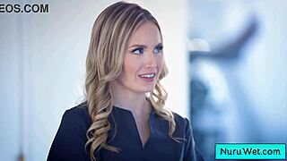 Blonde Sexy Teen 18+ Prepares Her Client for a Wet Nuru Massage