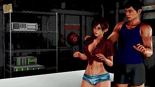 In the inn, a mature woman in cute outfit encounters huge monster cock for sexy adventure