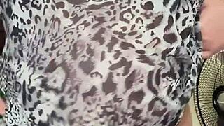 Pregnant maid's solo session with big tits and hairy pussy