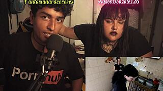 Reacting to top Argentine porn videos, busty chubby Alison Gonzalez ends up sucking my dick in fantasy hardcore