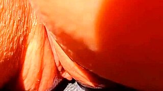 Mature blonde flashes huge wet shaved pussy lips in public