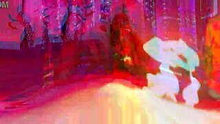 vampire babe in cosplay dances during feeding frenzy