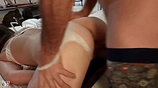 clothed fuck in satin lingerie with dirty talk and cumshot