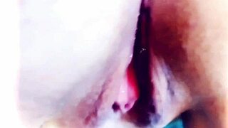 in this solo exhibitionist video, the mature european woman polishes her huge pussy lips close up
