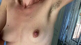 Oh my, watch this hairy amateur tease in bra and panties! She's pure temptation.