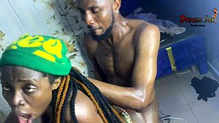 Crazy ebony pornstar Vera rides monster cock in wild kitchen sex!