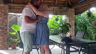 Secret Creampie with Best Friend's Blonde Wife on the Outdoor Patio