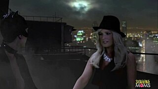 Blondes in cosplay kiss and fuck at party orgy with cum in mouth