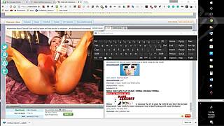 Woman Uses Huge Dildo On Her Massive Tits