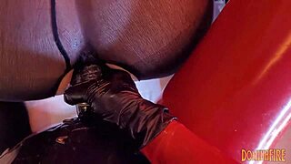 Hot femdom anal action in latex suits