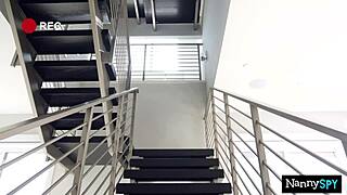 Nanny caught playing with toys lets boss use her wet pussy