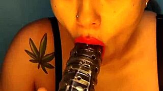 Horny Colombian squirts with dildo in shower!