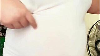 pregnant arab girl with big belly and milky boobs in solo webcam session