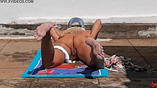 Hot Blonde Flees Neighbor's Naked Yard Filming