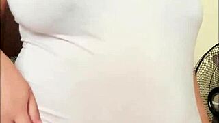 pregnant arab girl with big belly and milky boobs in solo webcam session