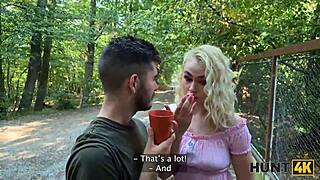 Blonde cuckolds boyfriend outdoors